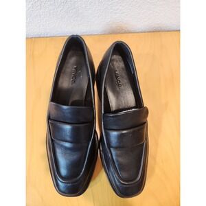 Vince Robin Black Leather Loafers Size 9M EUR‎ 40 Slip-On Lug Sole Shoes